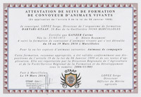 Attestation de suivi de formation de convoyeur d'animaux vivants